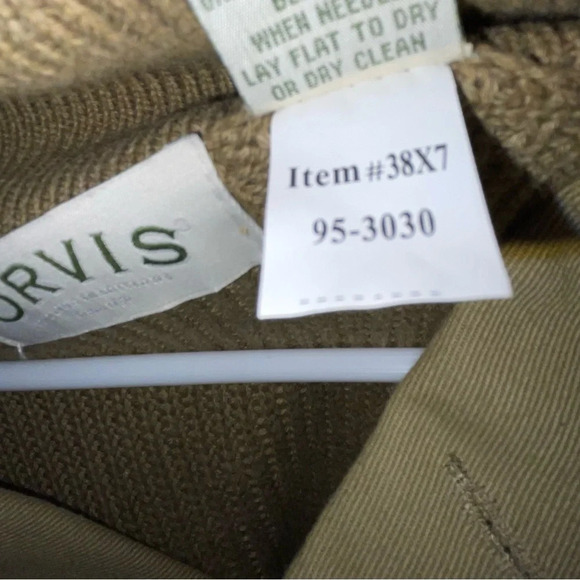 Orvis Men’s Cable Knit Mechanics Style Shawl Sweater Brown Elbow Patch Size XL - Picture 4 of 5